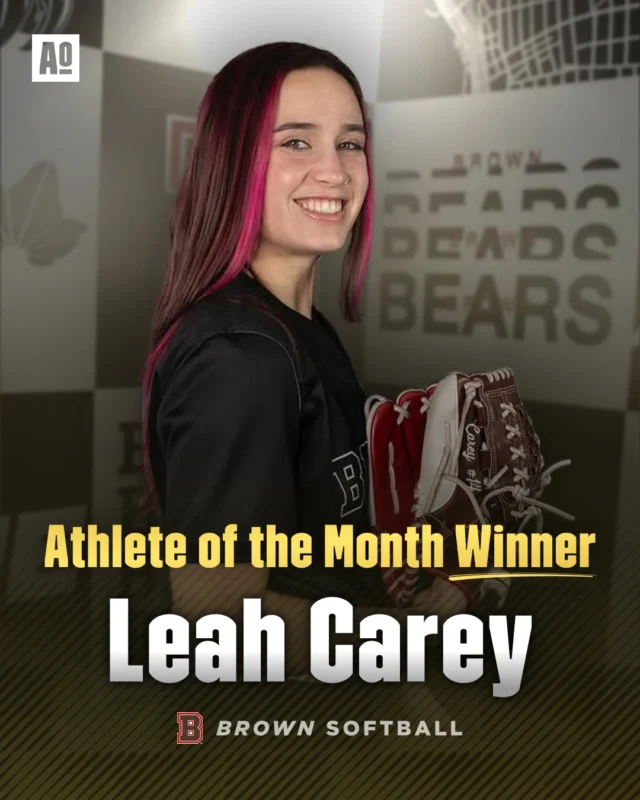 🏅 Congratulations to our May Athlete of the Month: Leah Carey! 🏅

Not only does Leah shine on the field for Brown Softball, but she’s also a passionate advocate for college athletes, fighting for greater rights, support, and a stronger voice for college athletes everywhere. We’re proud to celebrate her achievements and her leadership both on and off the diamond!

#BrownSoftball #AthleteAdvocate #AthleteOfTheMonth